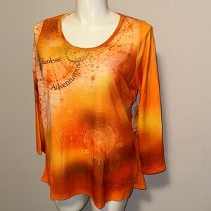 ONE WORLD Fearless Adventures Orange Long Sleeve Top